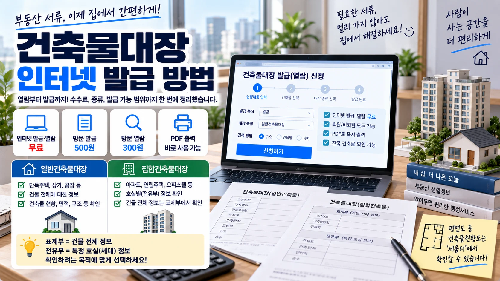 건축물대장 인터넷 발급 방법, 일반·집합·표제부·전유부 차이까지