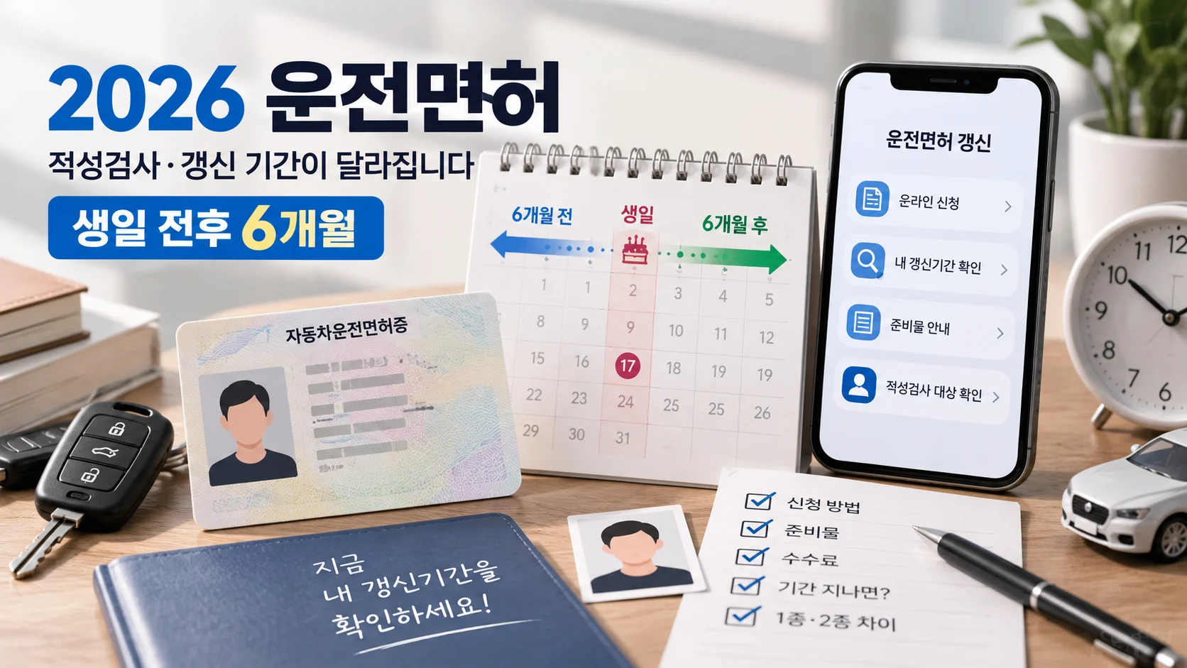 2026 운전면허 적성검사·갱신, 생일 전후 6개월부터 온라인 신청·준비물·비용까지