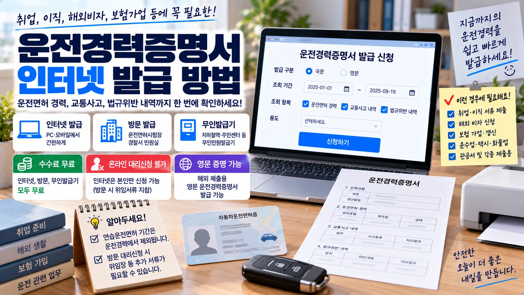 운전경력증명서 인터넷 발급, 무료·영문·사고·법규위반 기간 설정까지