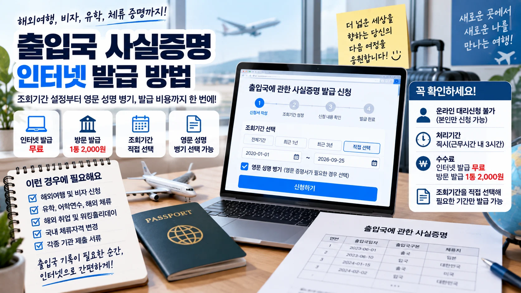 출입국 사실증명서 인터넷 발급, 조회기간·영문 이름·무료 발급 방법