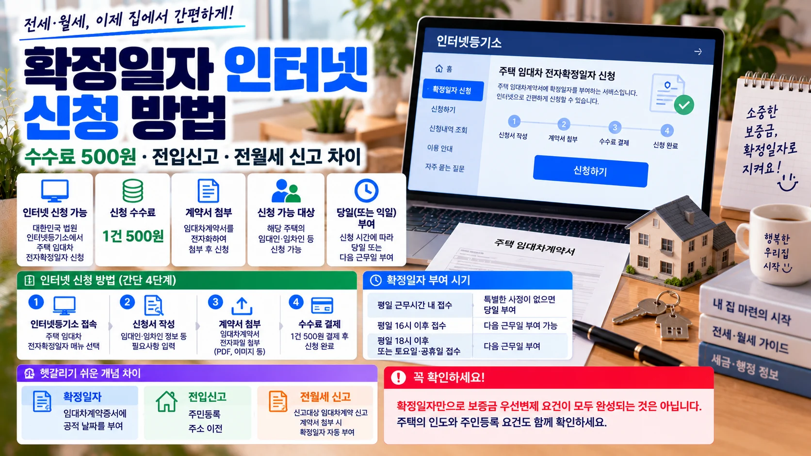 확정일자 인터넷 신청 방법, 수수료 500원·전월세 신고 자동부여·전입신고 차이