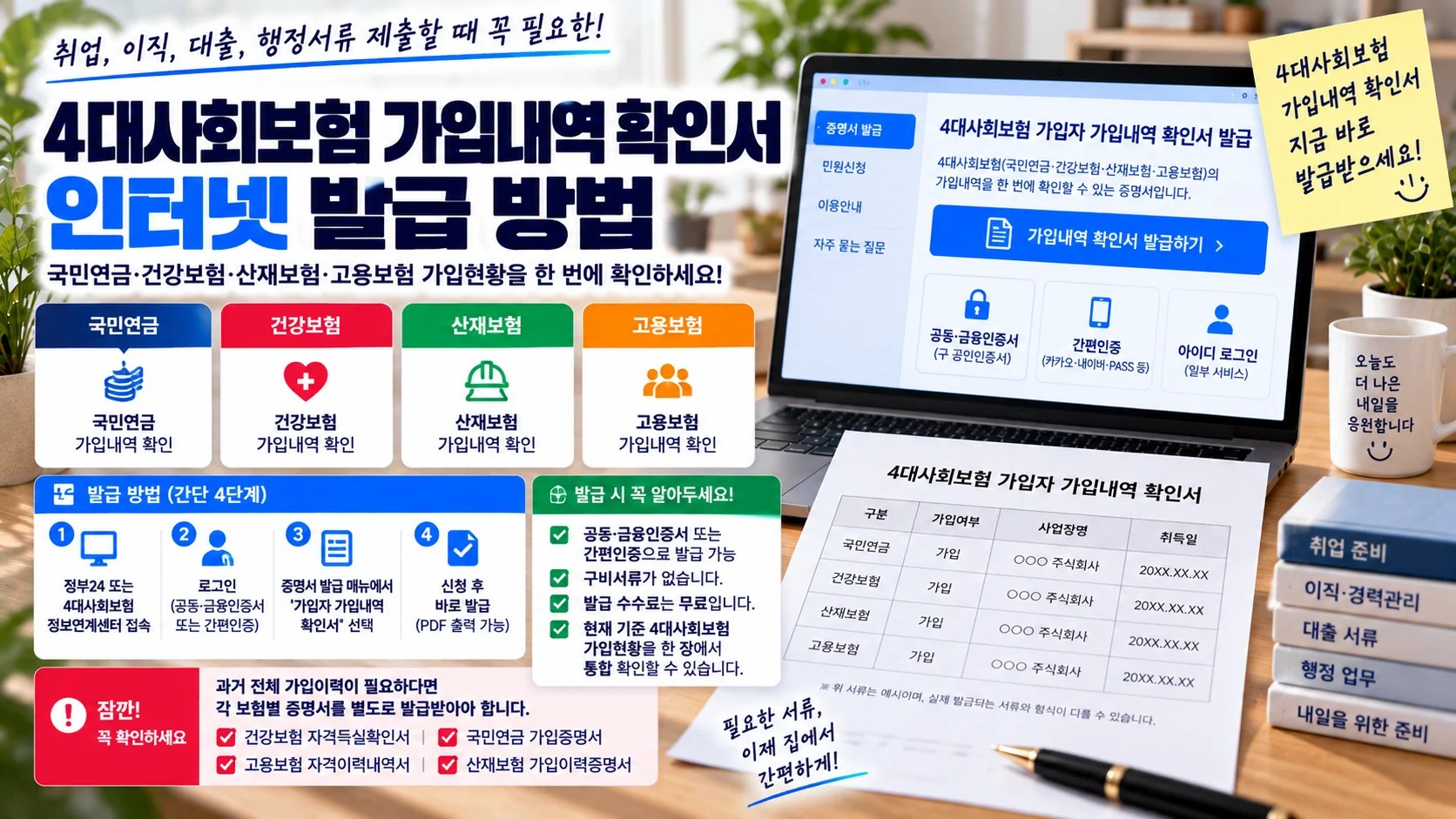 4대보험 가입내역 확인서 인터넷 발급, 현재 가입현황·과거이력 차이까지