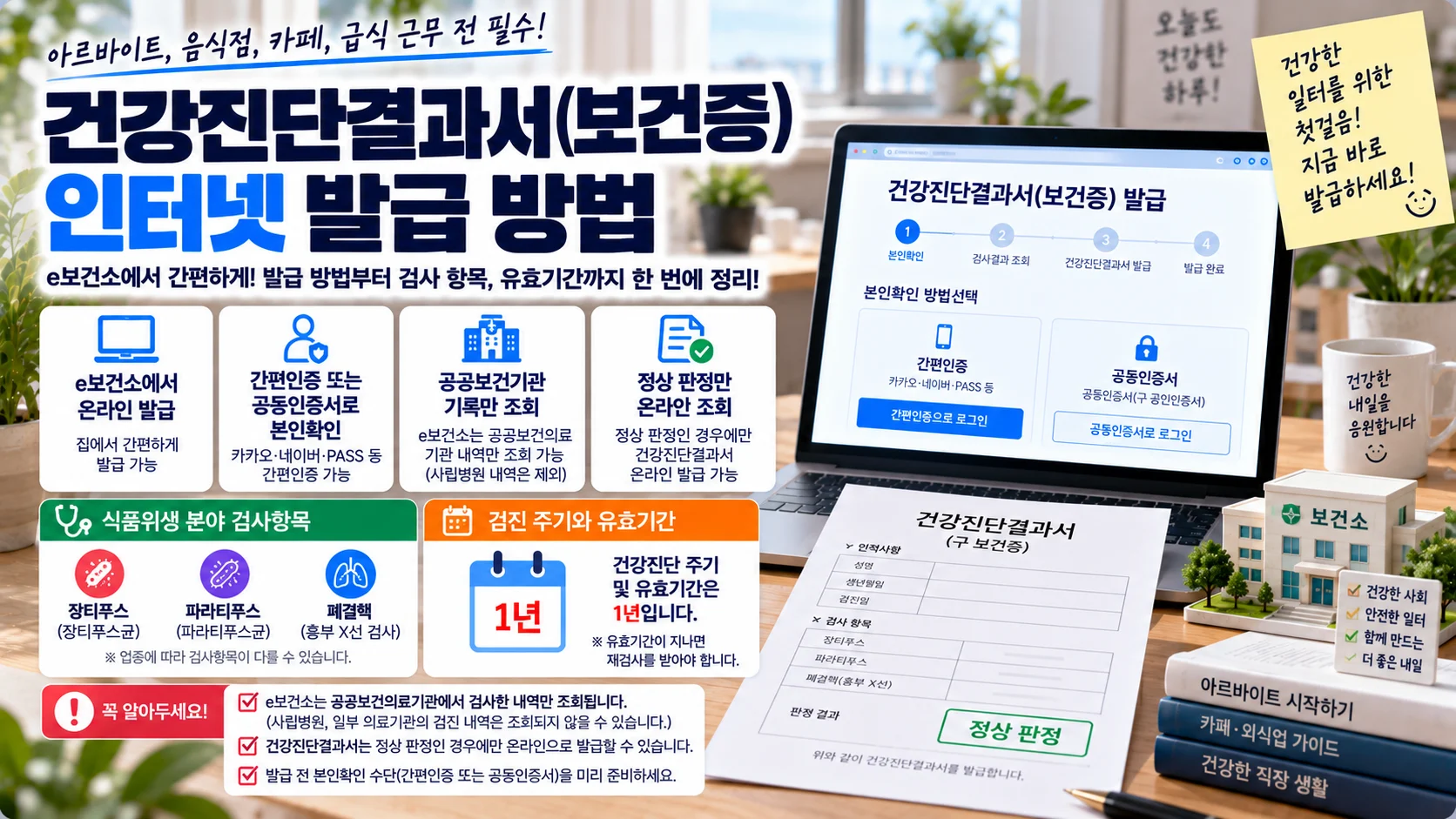 보건증 인터넷 발급 방법, e보건소 정상만 가능·유효기간 1년·검사항목까지