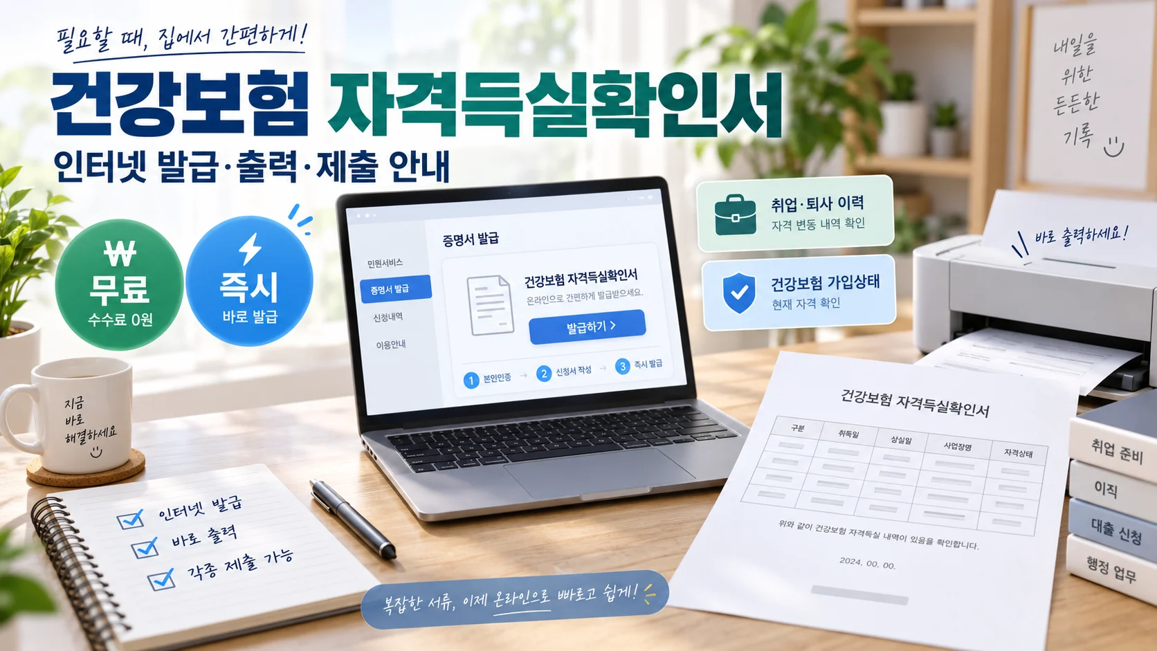 건강보험 자격득실확인서 인터넷 발급, 무료 출력·팩스 전송 방법까지
