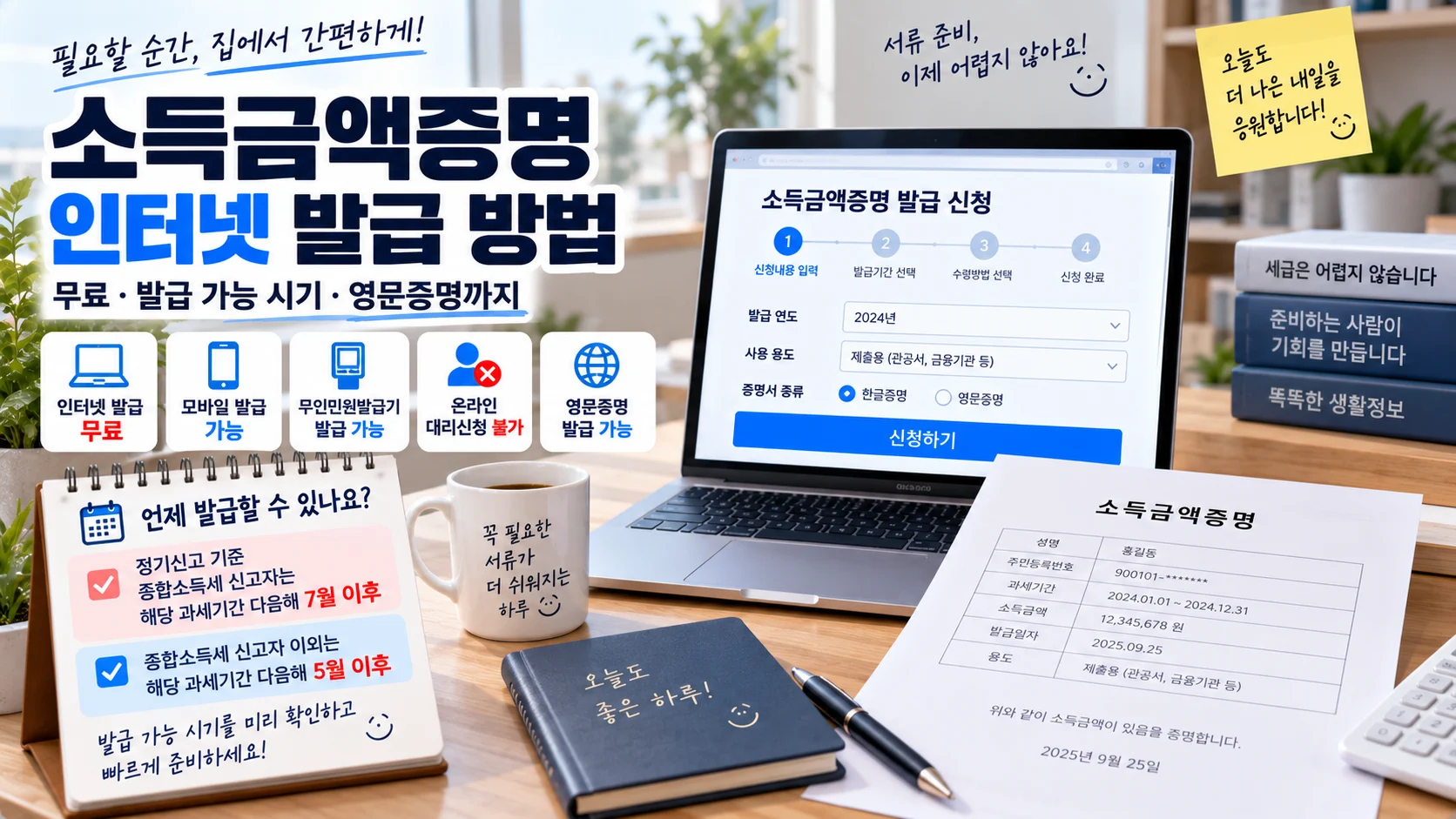 소득금액증명 인터넷 발급 방법, 무료·발급 가능 시기·영문증명까지