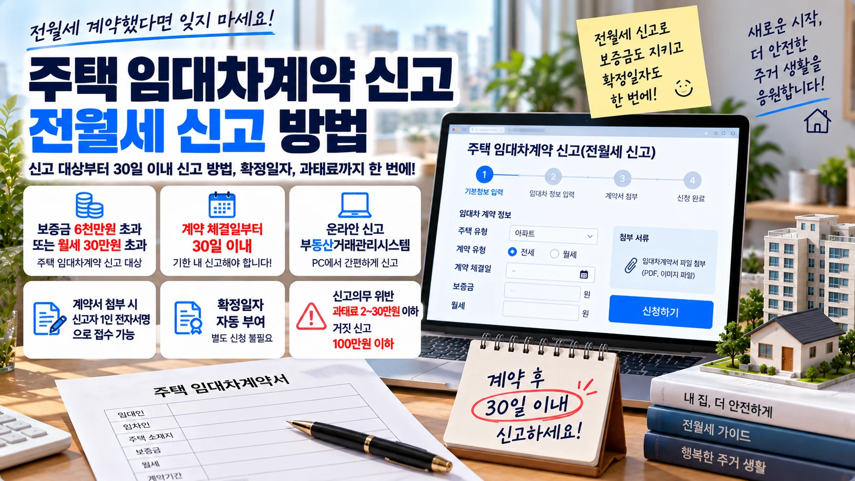 전월세 신고 인터넷으로 하는 법, 30일 기한·대상·과태료·확정일자까지