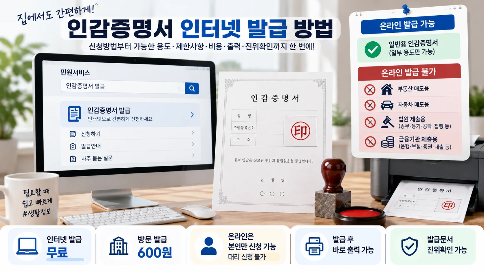 인감증명서 인터넷 발급 방법, 정부24 무료 발급·온라인 불가 용도까지