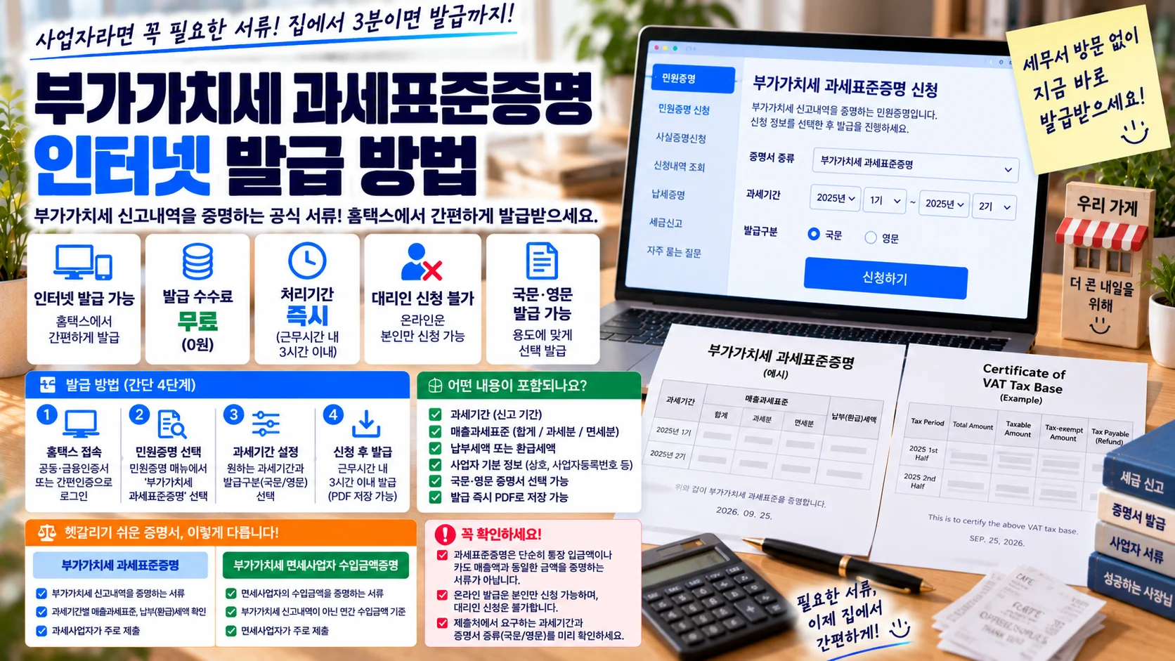 부가가치세 과세표준증명 인터넷 발급, 무료·영문·매출과세표준 보는 법